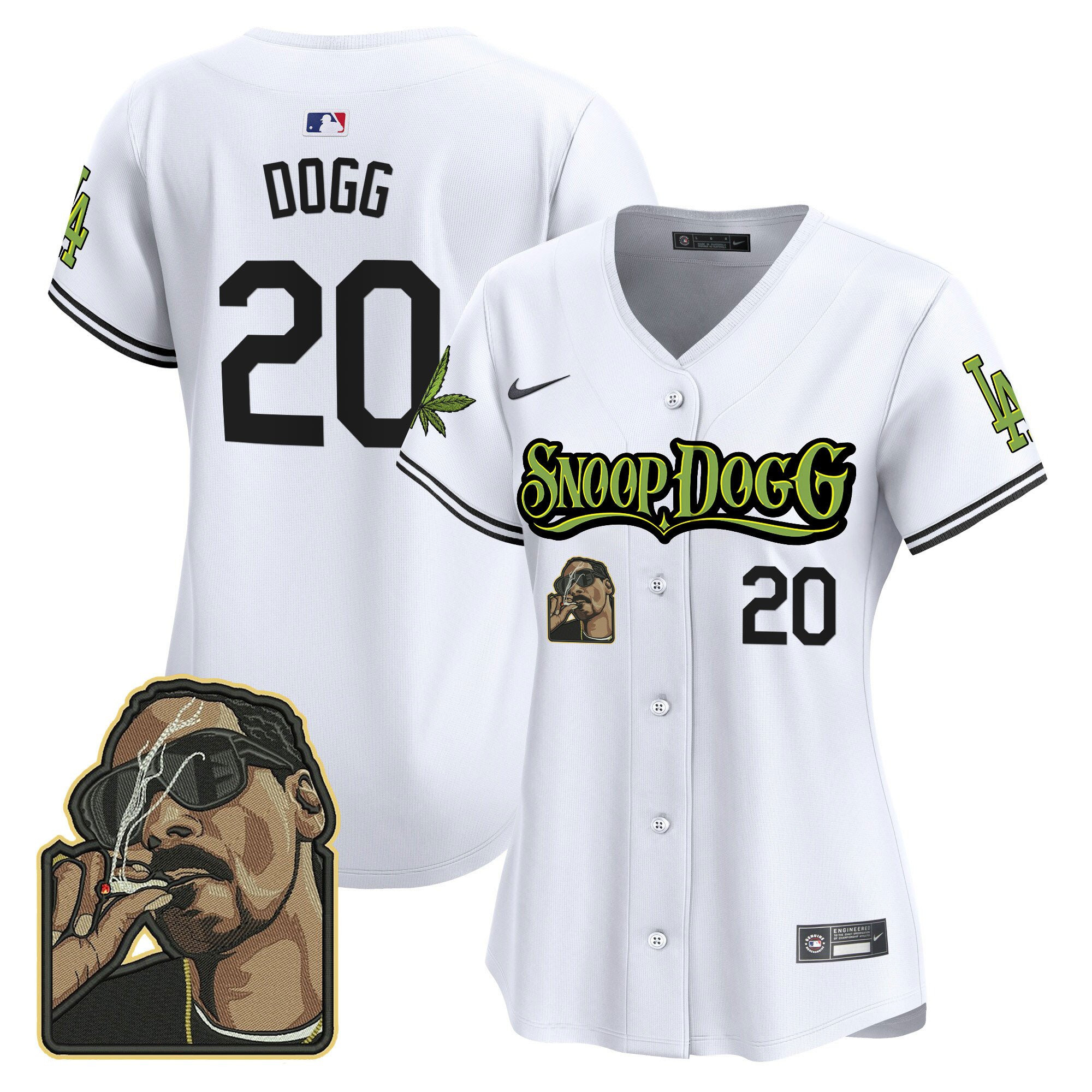 Snoop Dogg 20 Los Angeles Dodgers Snoop Dogg White MLB Jersey Women's