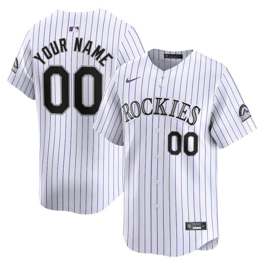 Colorado Rockies Home Limited Custom White MLB Jersey Youth