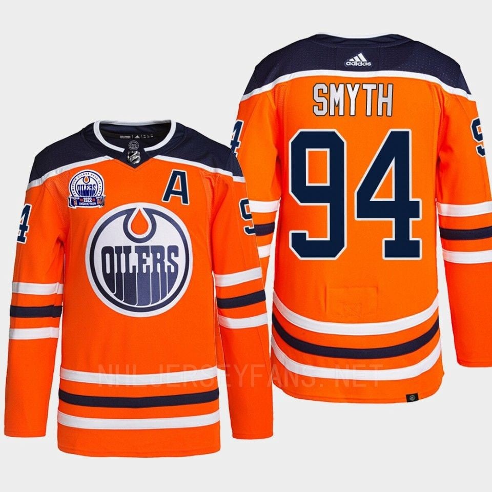 Ryan Smyth 94 Hall Of Fame Patch 2022 Edmonton Oilers Orange NHL Jersey Men's