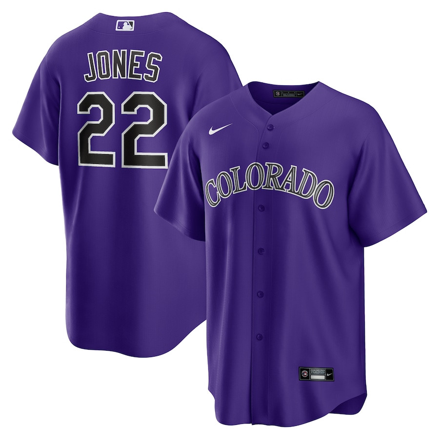 Nolan Jones 22 Colorado Rockies Alternate Purple MLB Jersey Men's