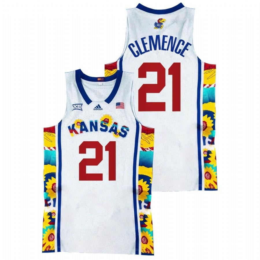 Kansas Jayhawks Zach Clemence 21 202 White Sunflower Showdown NCAA Jersey Men's