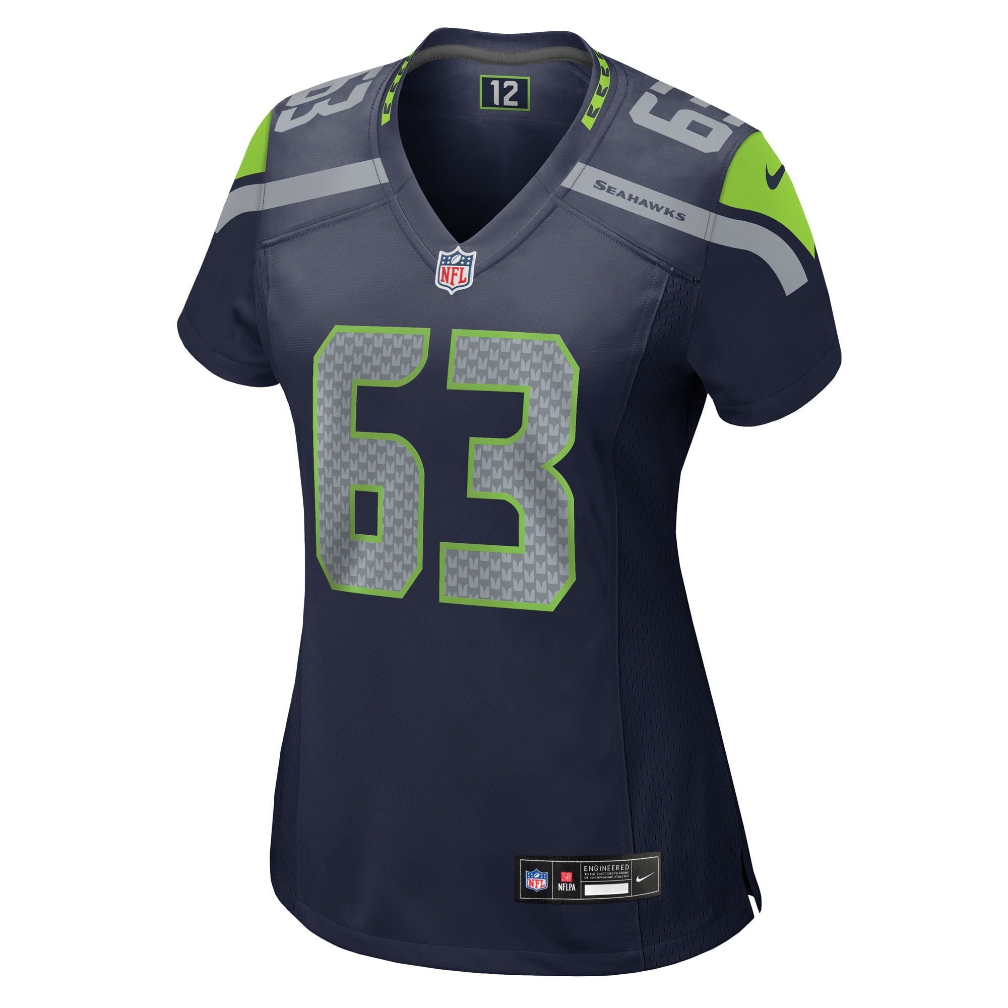 Seattle Seahawks Sataoa Laumea College Navy Team Game NFL Jersey Women's