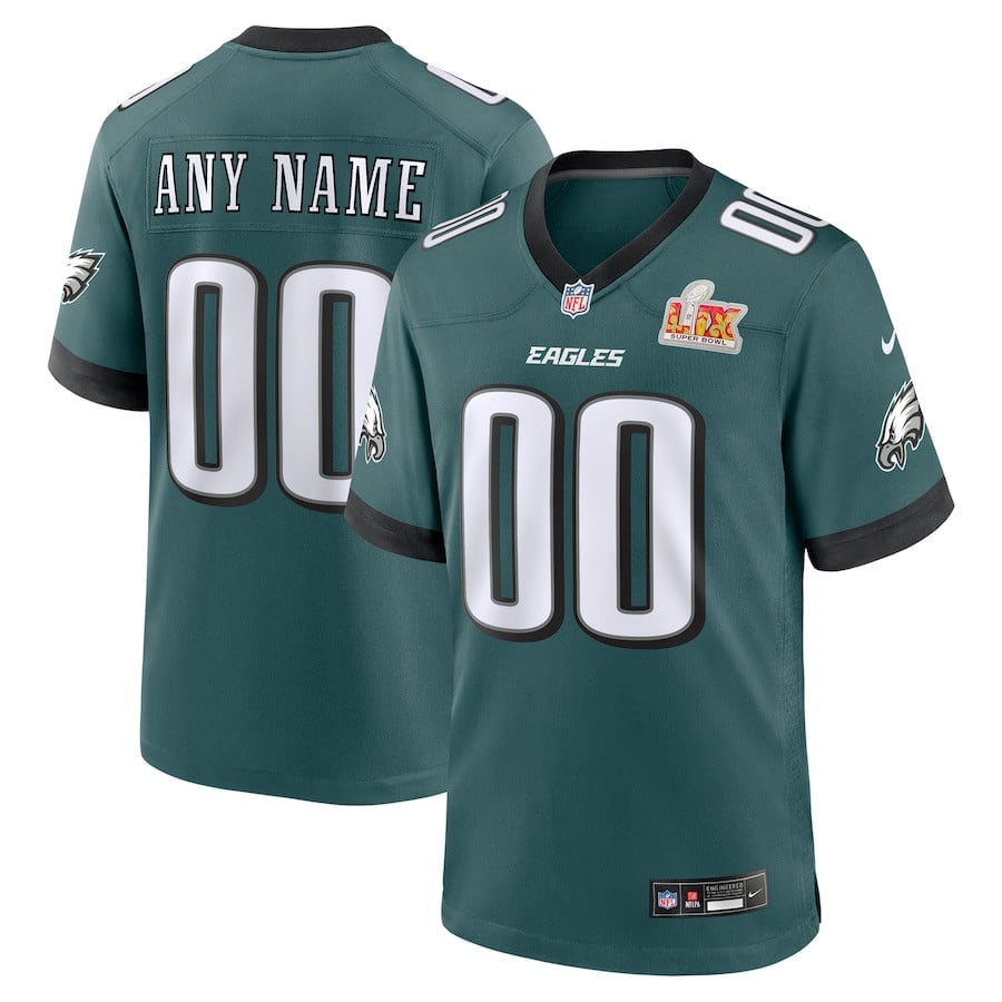 Philadelphia Eagles Super Bowl LIX Custom Game Midnight Green NFL Jersey Men's
