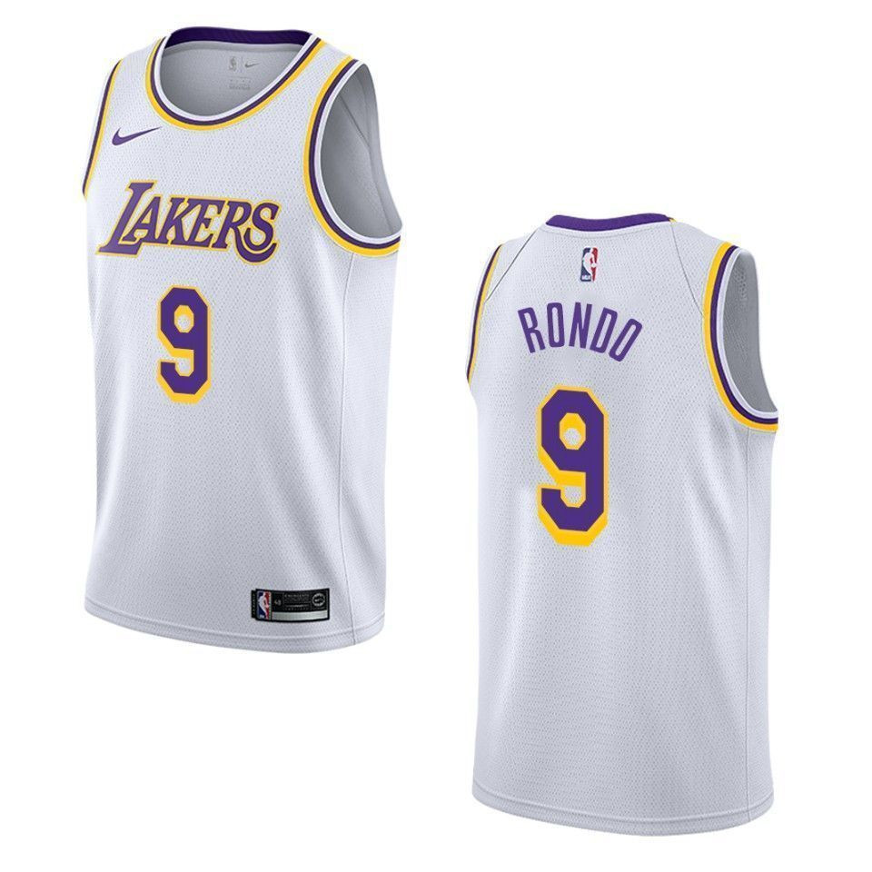 Los Angeles Lakers 9 Rajon Rondo Association Swingman White NBA Jersey Men's