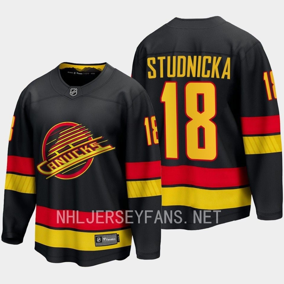 Vancouver Canucks Jack Studnicka 18 2023-24 Alternate Breakaway Black NHL Jersey Men's