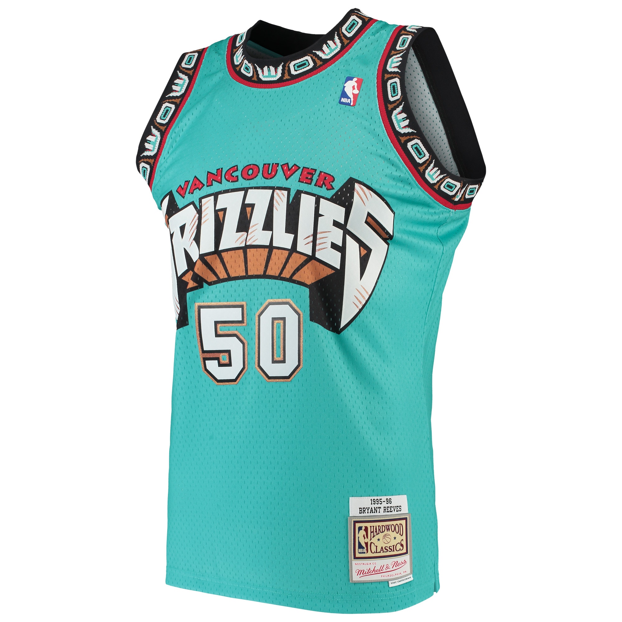 Mitchell Ness Bryant Reeves Turquoise Vancouver Grizzlies Hardwood Classics 1995-96 Swingman NBA Jersey Men's
