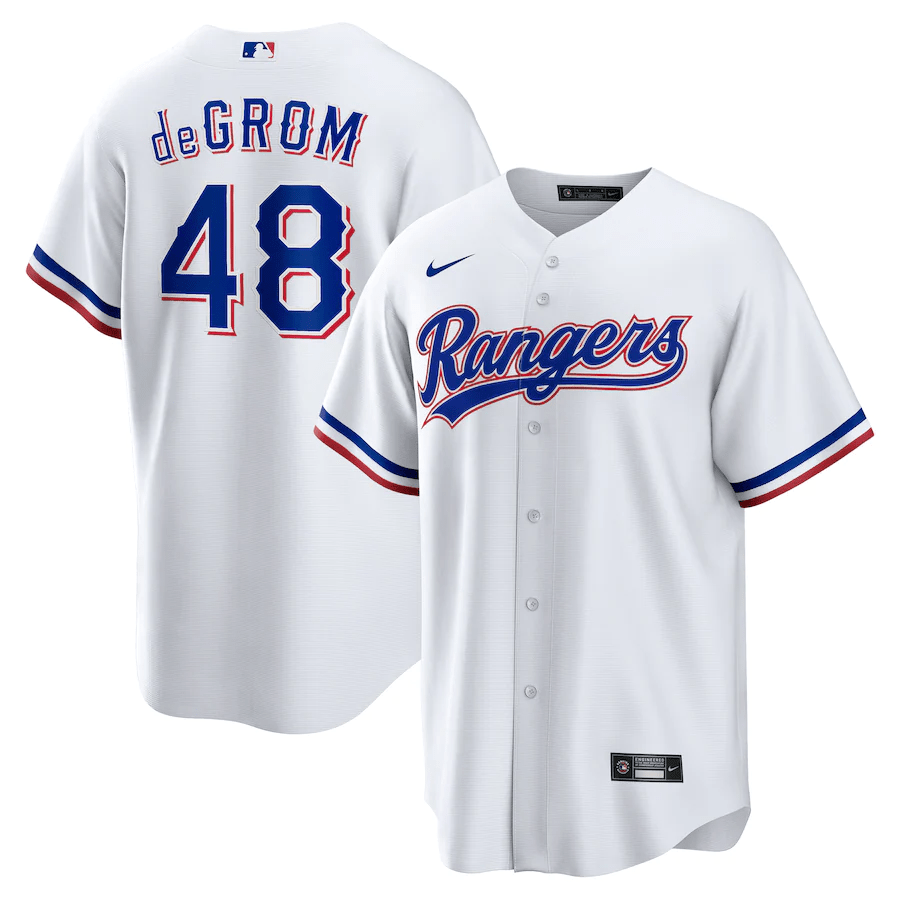 Jacob deGrom 48 Texas Rangers Home White MLB Jersey Men's