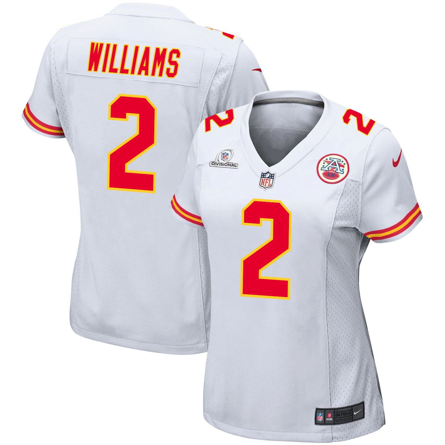 Joshua Williams 2 Kansas City Chiefs Super Bowl LVIII Patch Game White NFL Jersey Women's