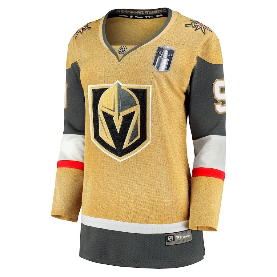 Jack Eichel 9 Vegas Golden Knights 2023 Stanley Cup Final Home Breakaway Player Gold NHL Jersey Women's