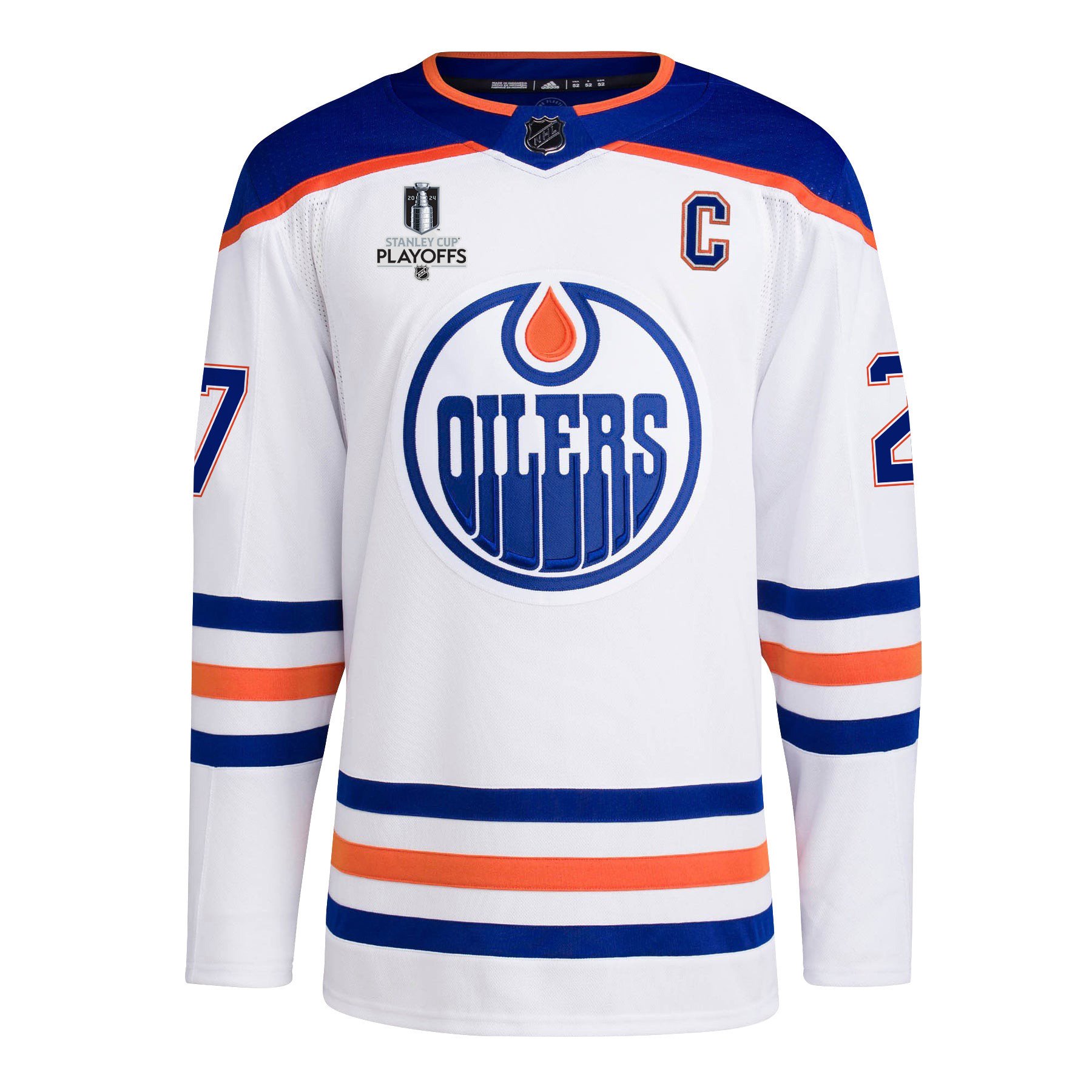 Brett Kulak 27 Edmonton Oilers 2024 Playoffs Patch Away White NHL Jersey Men's