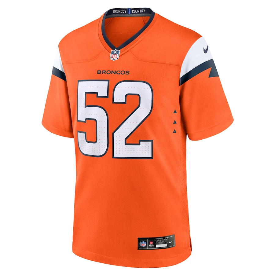 Jonah Elliss 52 Denver Broncos Team Game Orange NFL Jersey Men's