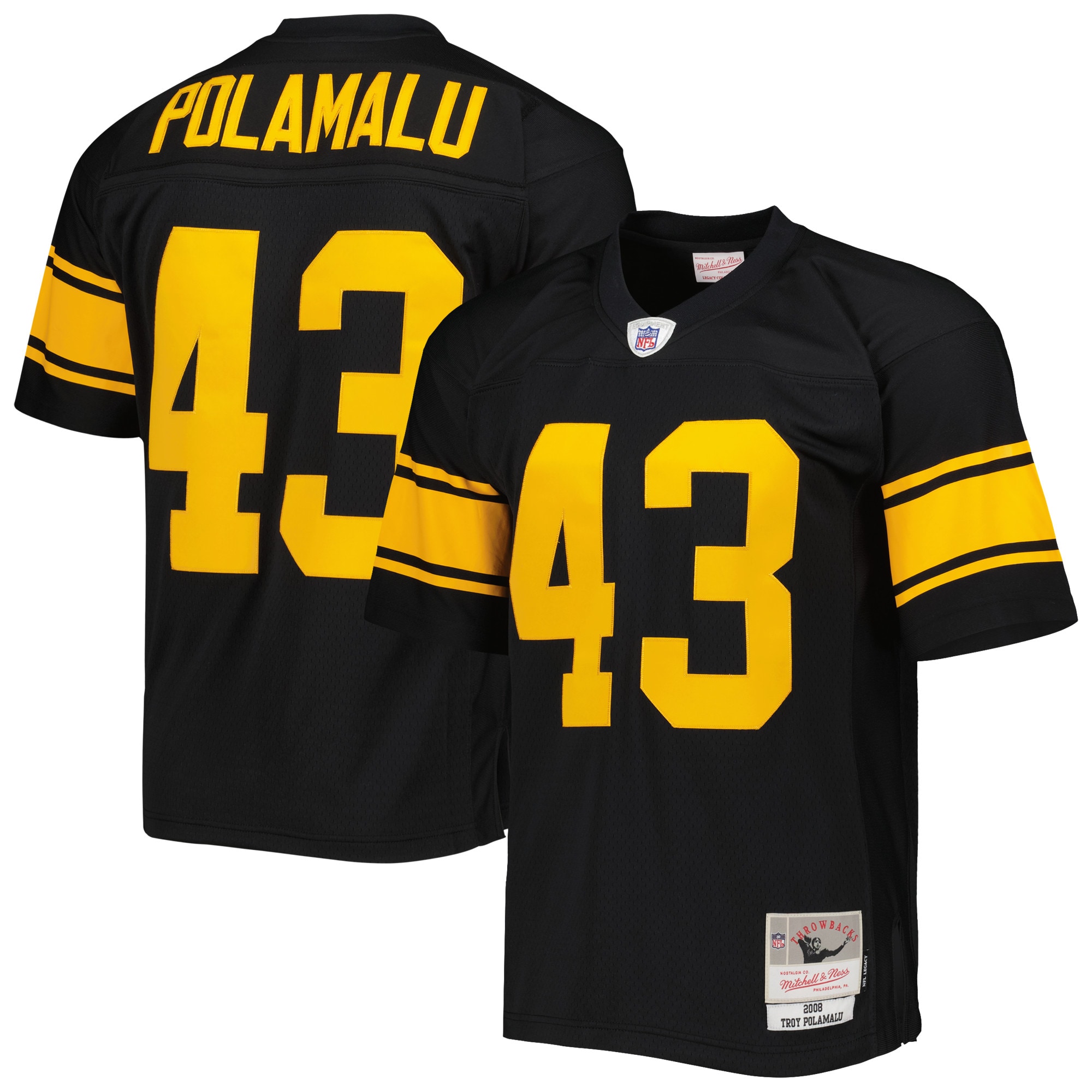 Pittsburgh Steelers Troy Polamalu Mitchell Ness Black Legacy NFL Jersey Men's