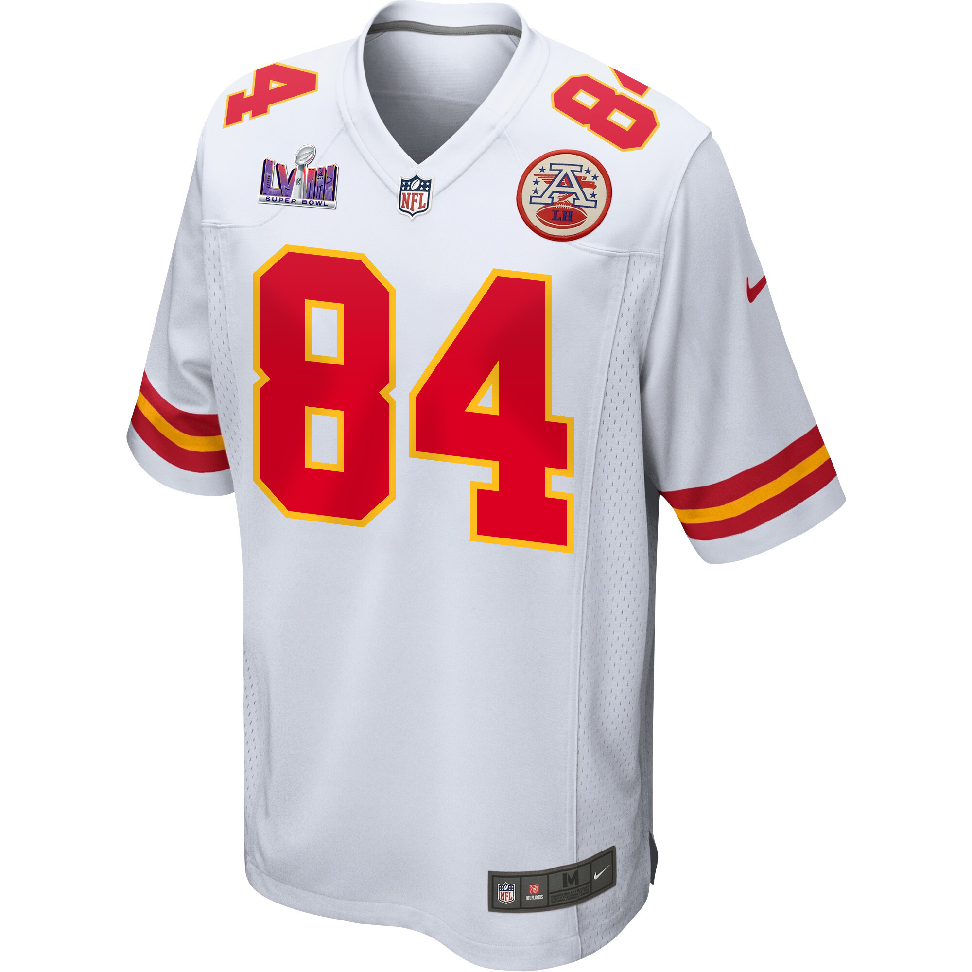 Justin Watson 84 Kansas City Chiefs Super Bowl LVIII Patch Game White NFL Jersey Men's