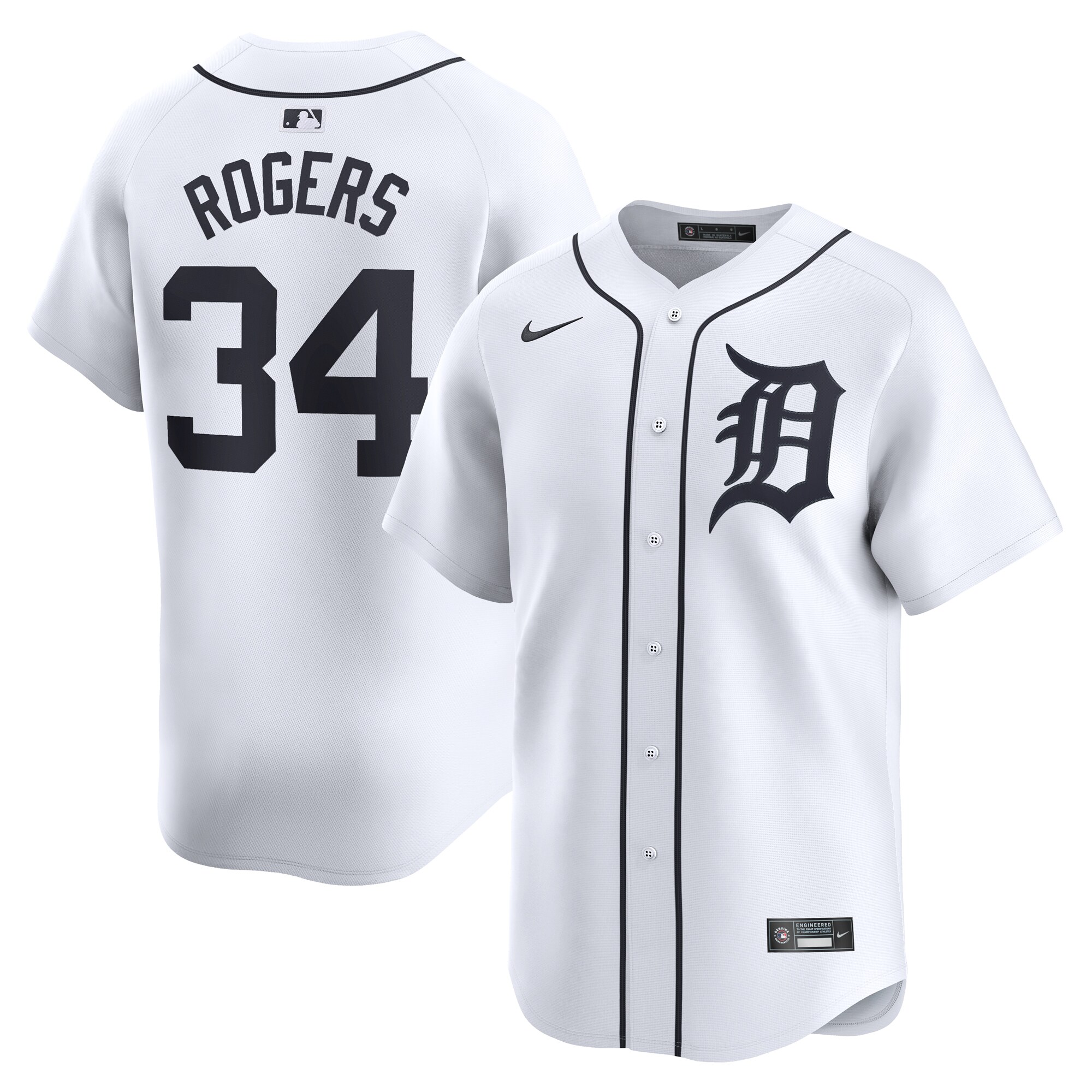 Detroit Tigers Jake Rogers White Home Limited Player MLB Jersey Men's