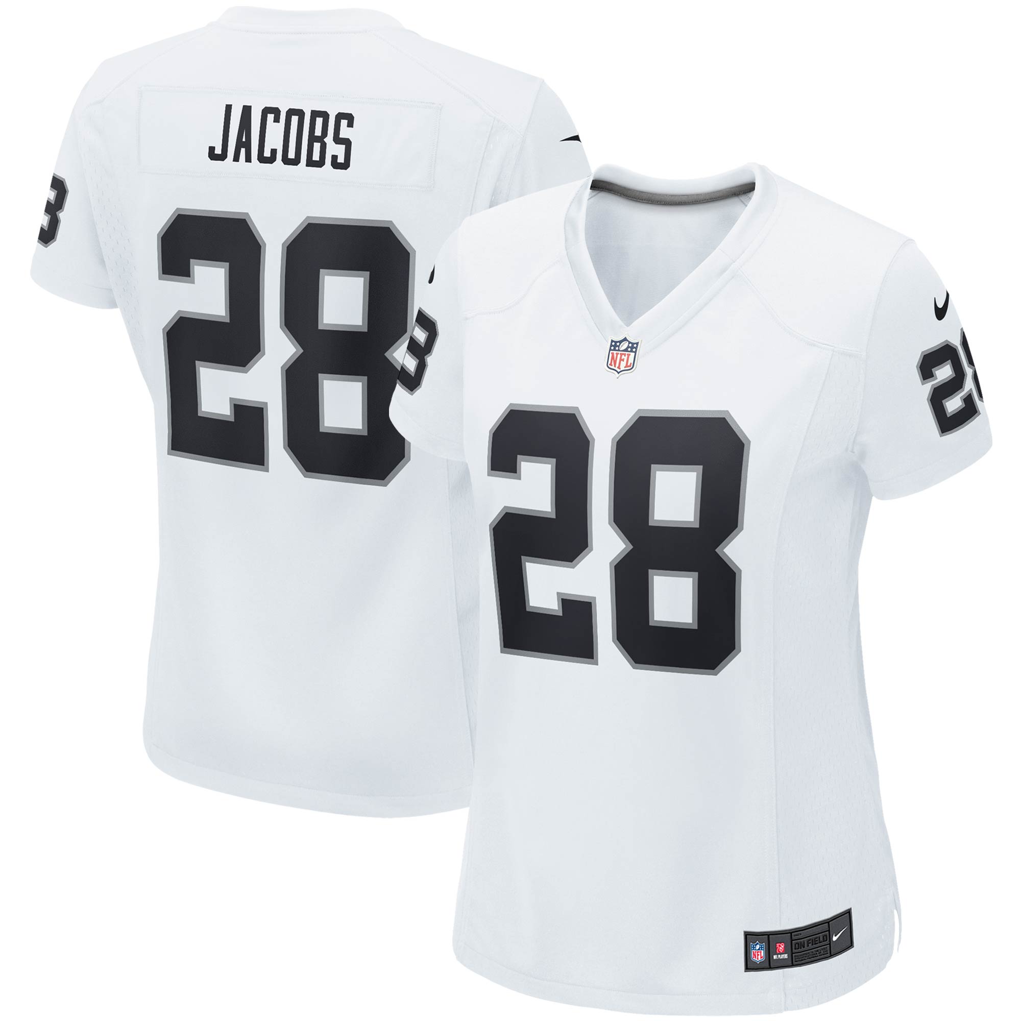Las Vegas Raiders Josh Jacobs White Player Game Team NFL Jersey Women's