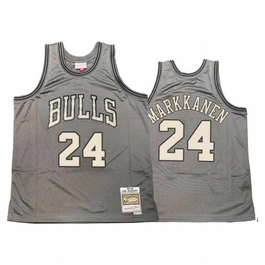 Lauri Markkanen 24 Chicago Bulls Hardwood Classics Gray NBA Jersey Men's