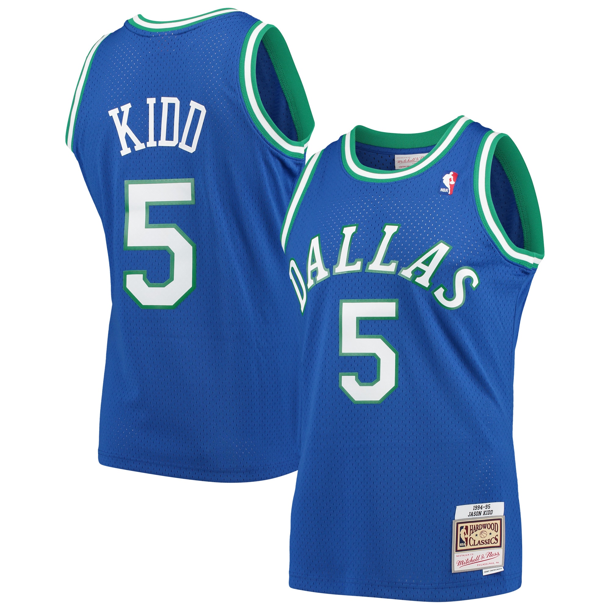 Mitchell Ness Jason Kidd Blue Dallas Mavericks 1994-95 Hardwood Classics Swingman Player NBA Jersey Men's