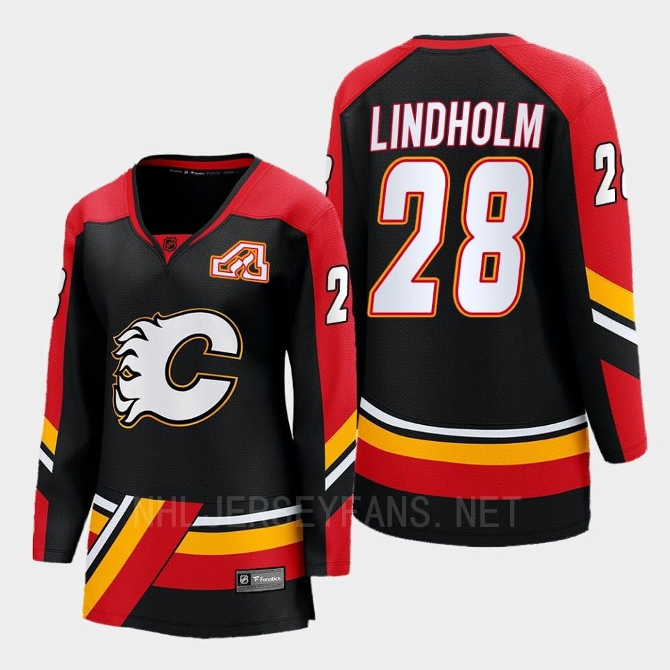 Calgary Flames Elias Lindholm 28 Black Special Edition 2.0 Breakaway Player 2022 Women NHL Jersey Women's