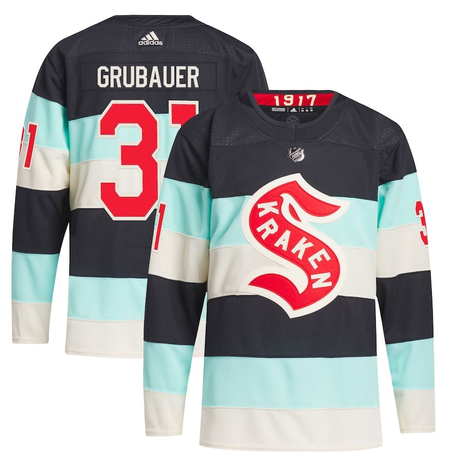 Philipp Grubauer 31 Seattle Kraken 2024 Winter Classic Primegreen Deep Sea Blue NHL Jersey Men's