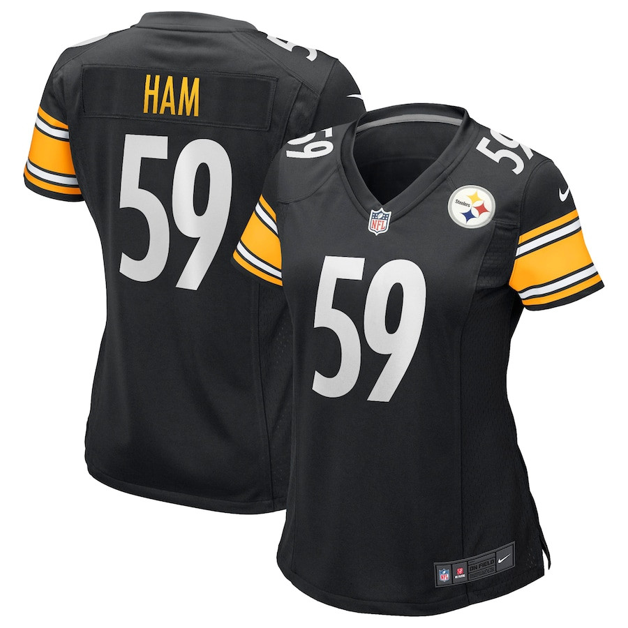 Jack Ham 59 Pittsburgh Steelers Game Retired Black NFL Jersey Women's