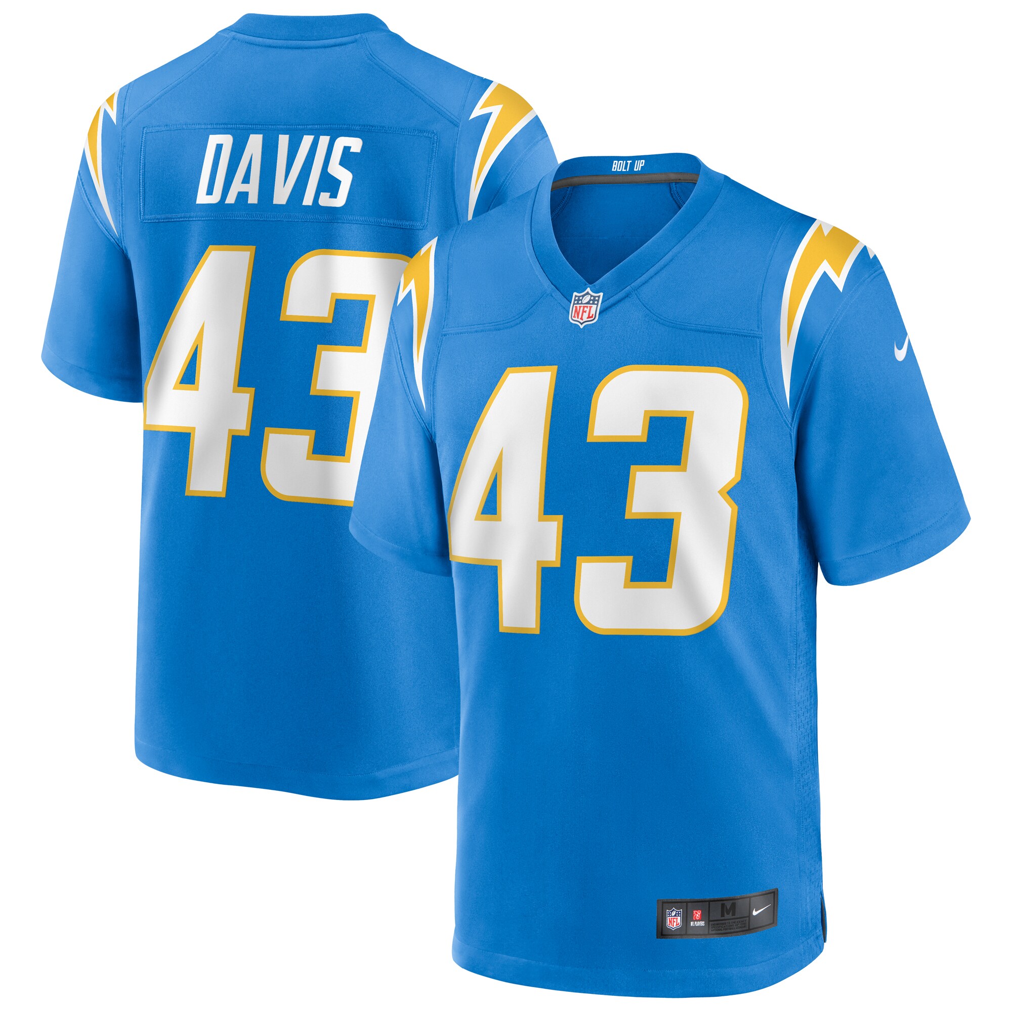 Los Angeles Chargers Michael Davis Powder Blue Game NFL Jersey Men's