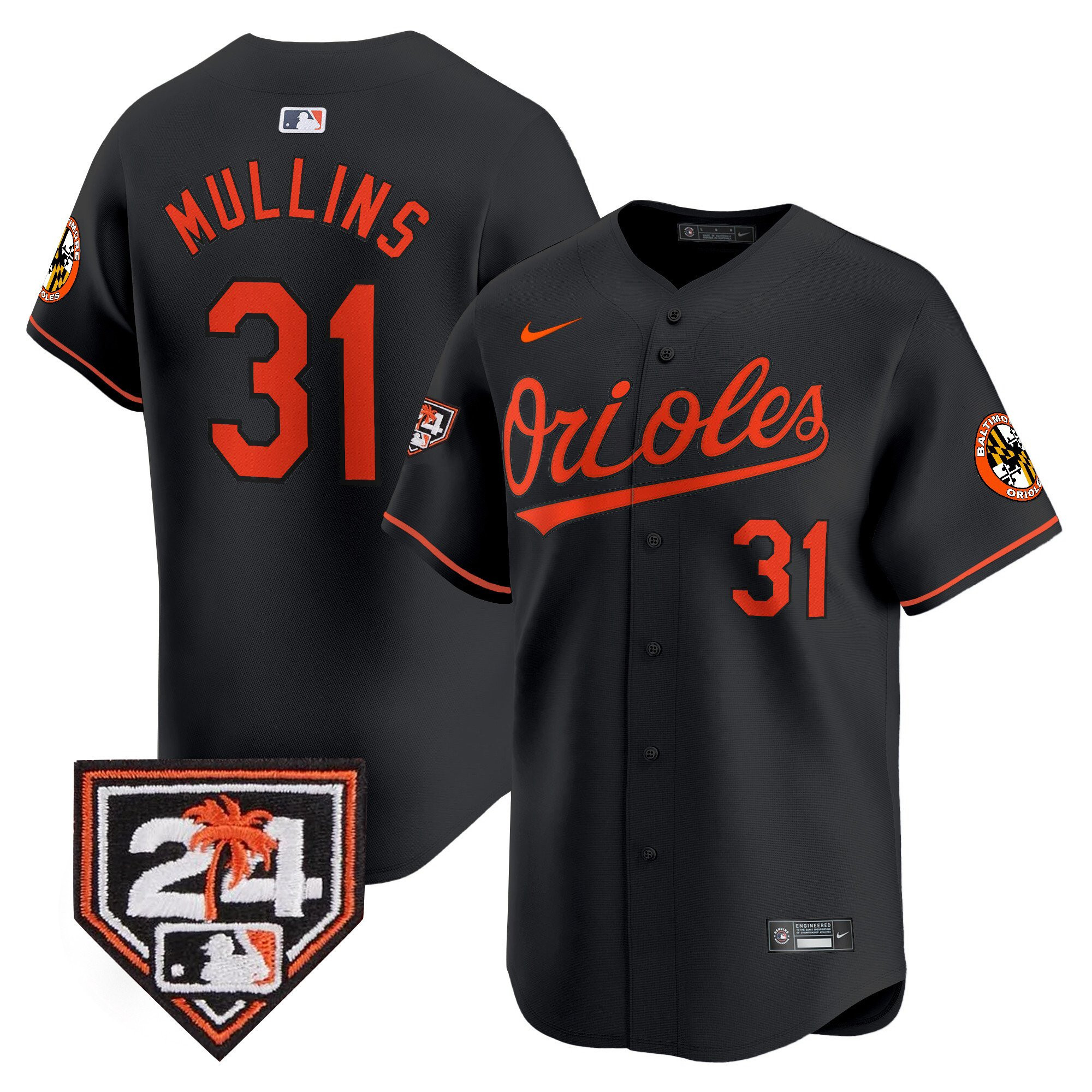 Cedric Mullins 31 Baltimore Orioles 2024 Spring Training Patch Black MLB Jersey Men's