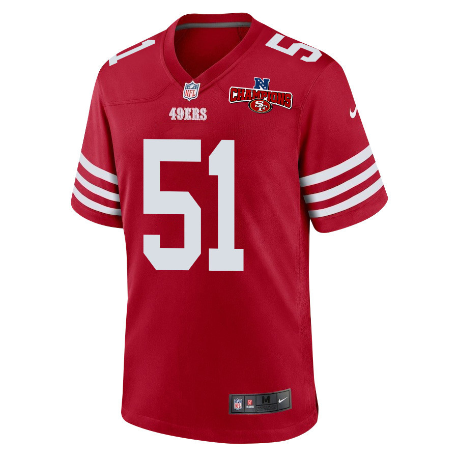 Robert Beal Jr. 51 San Francisco 49ers NFC Champions Patch Game Scarlet NFL Jersey Men's