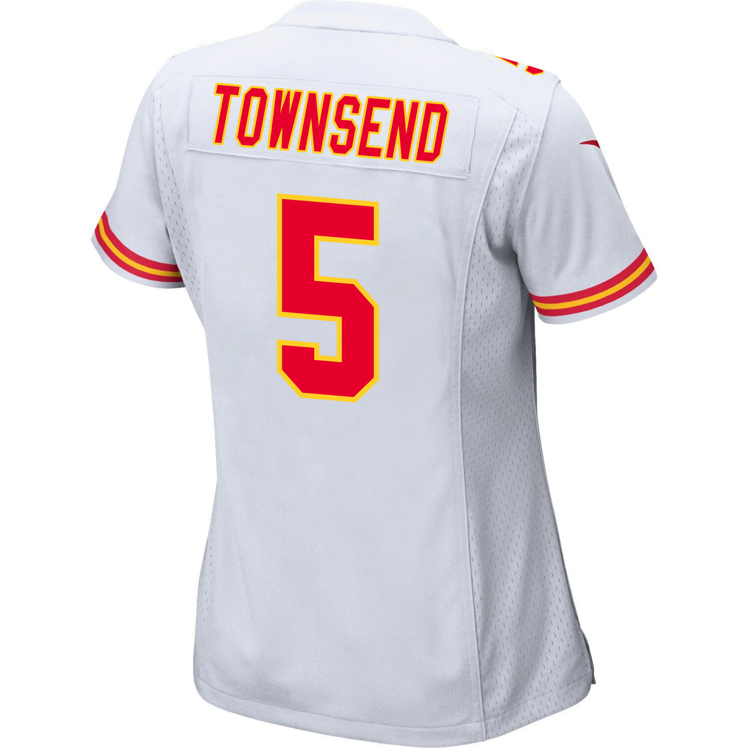 Tommy Townsend 5 Kansas City Chiefs Super Bowl LVIII Champions 4 Stars Patch Game White NFL Jersey Women's