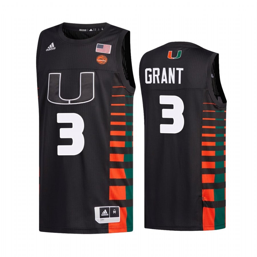 Miami Hurricanes Malcolm Grant 3 College Black Uniform NCAA Jersey Men's