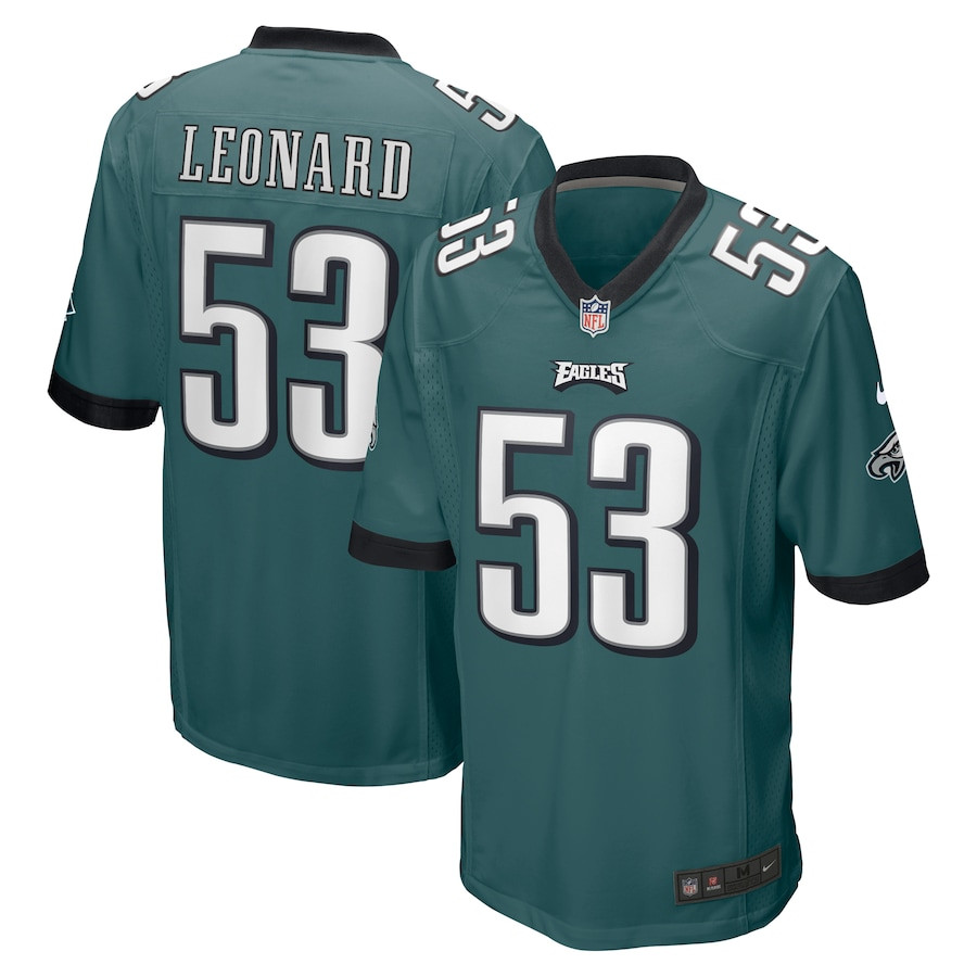 Shaquille Leonard 53 Philadelphia Eagles Game Midnight Green NFL Jersey Men's
