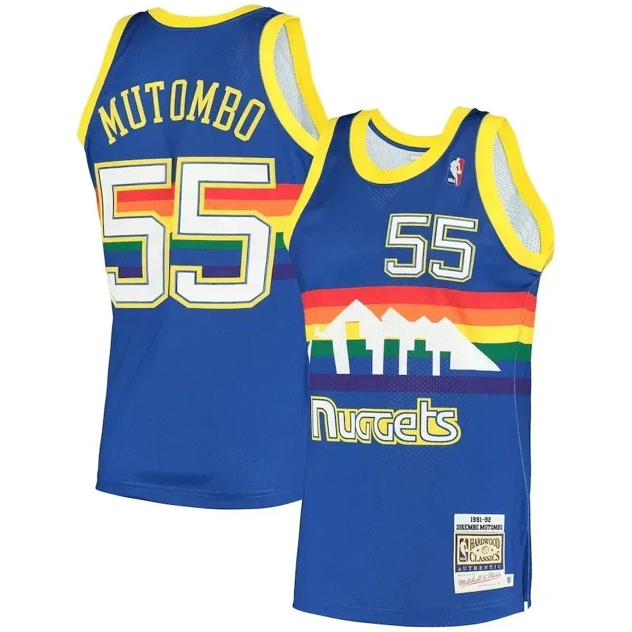 Dikembe Mutombo Denver Nuggets Mitchell Ness 1991 Hardwood Classics Royal NBA Jersey Men's