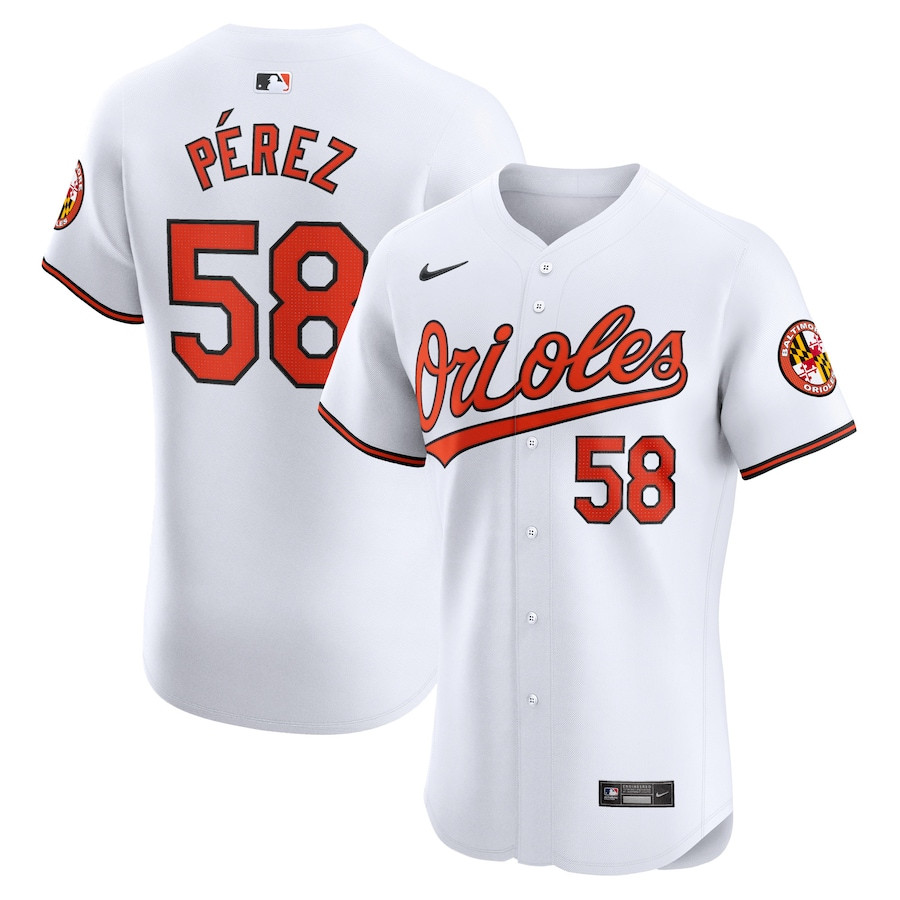 Cionel Perez 58 Baltimore Orioles Home Elite Player White MLB Jersey Men's
