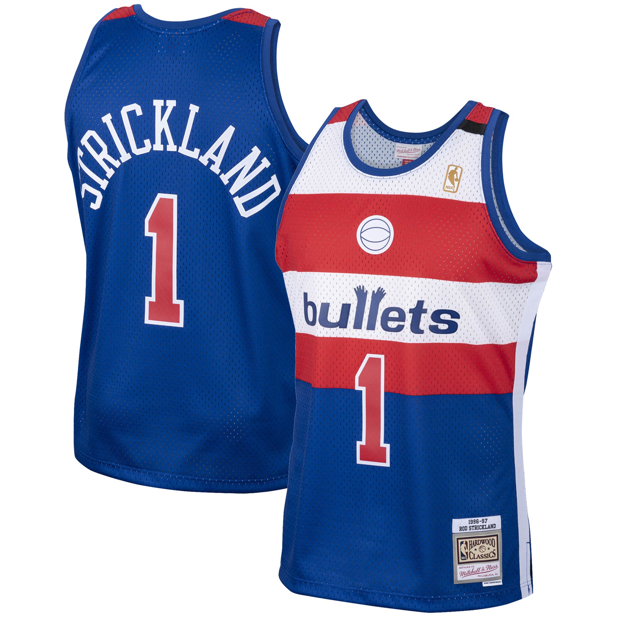 Mitchell Ness Rod Strickland Royal Washington Bullets 1996/97 Hardwood Classics Swingman NBA Jersey Men's