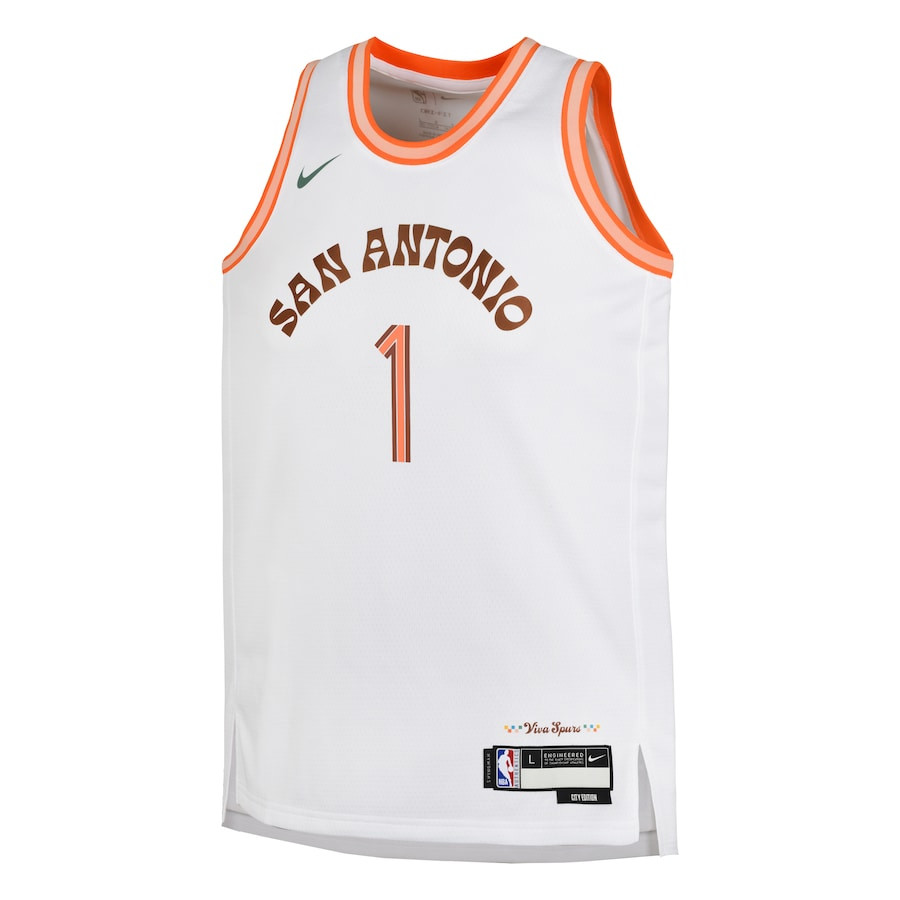 Victor Wembanyama 1 San Antonio Spurs 2023/24 City Edition Swingma White NBA Jersey Youth