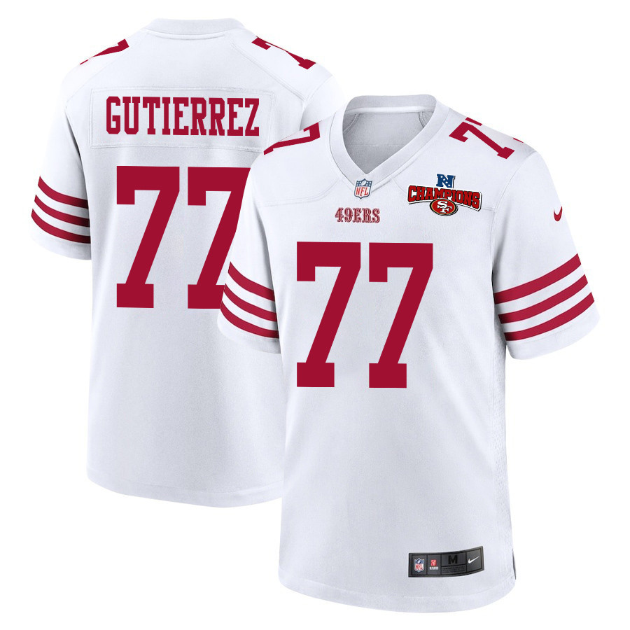 Alfredo Gutierrez 77 San Francisco 49ers NFC Champions Patch Game White NFL Jersey Men's