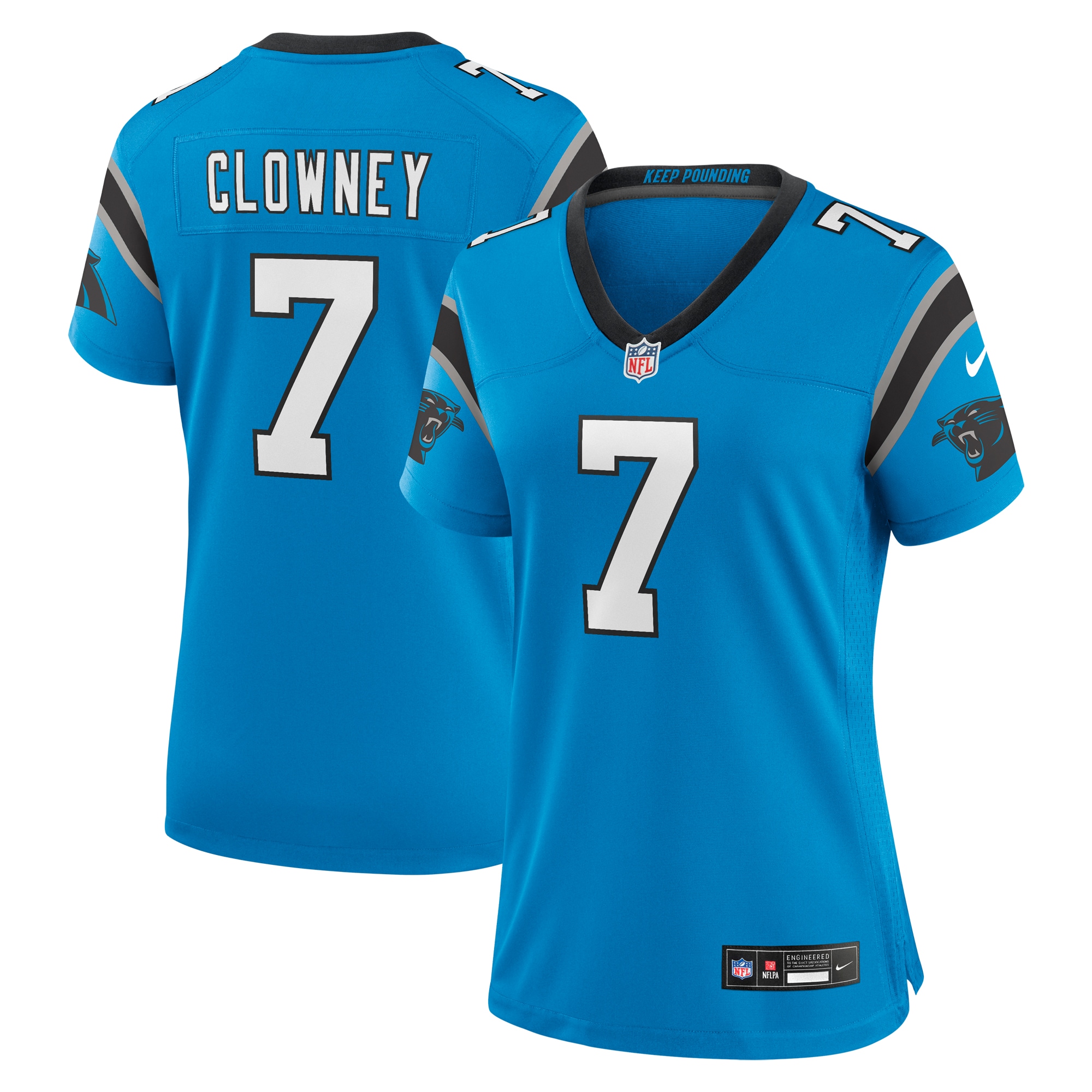 Carolina Panthers Jadeveon Clowney Blue Alternate Game NFL Jersey Women's