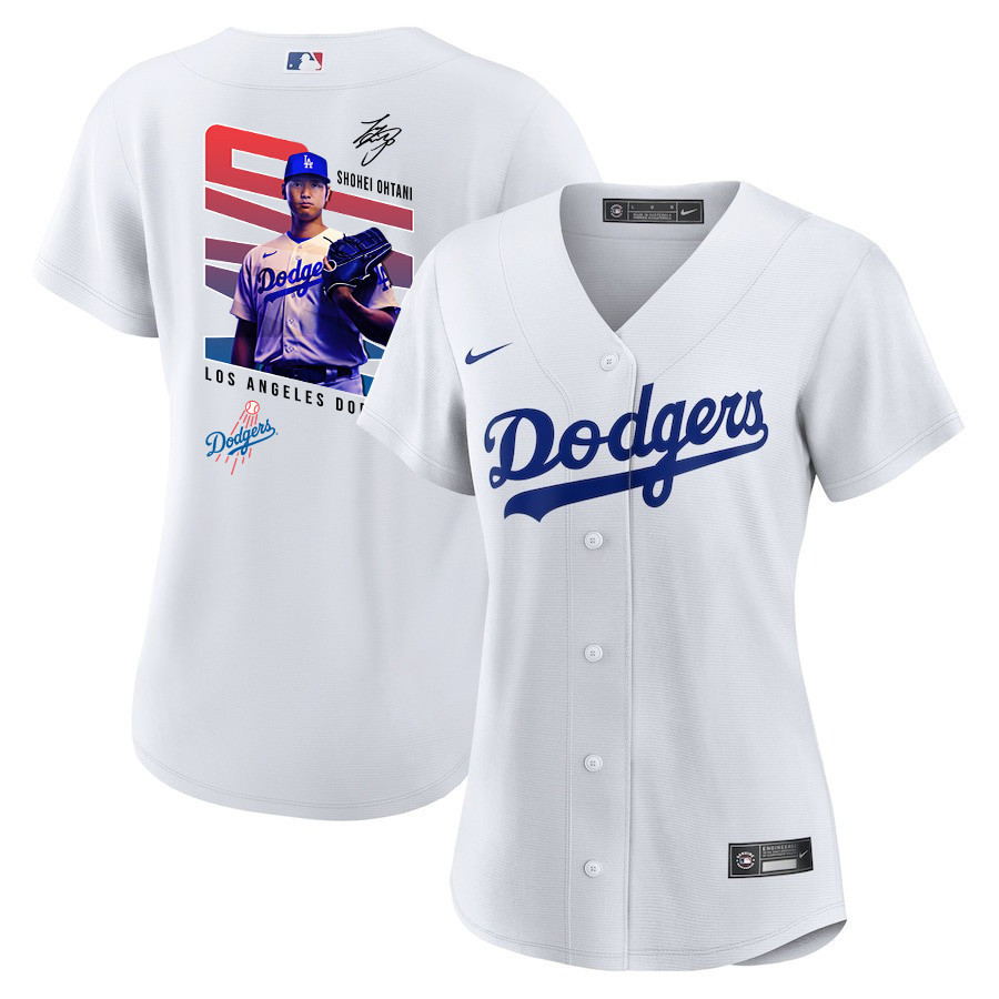Shohei Ohtani 17 Los Angeles Dodgers Signed MVP 2023 Home White MLB Jersey Women's