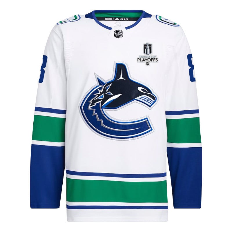 Conor Garland 8 Vancouver Canucks 2024 Playoffs Patch Away White NHL Jersey Men's