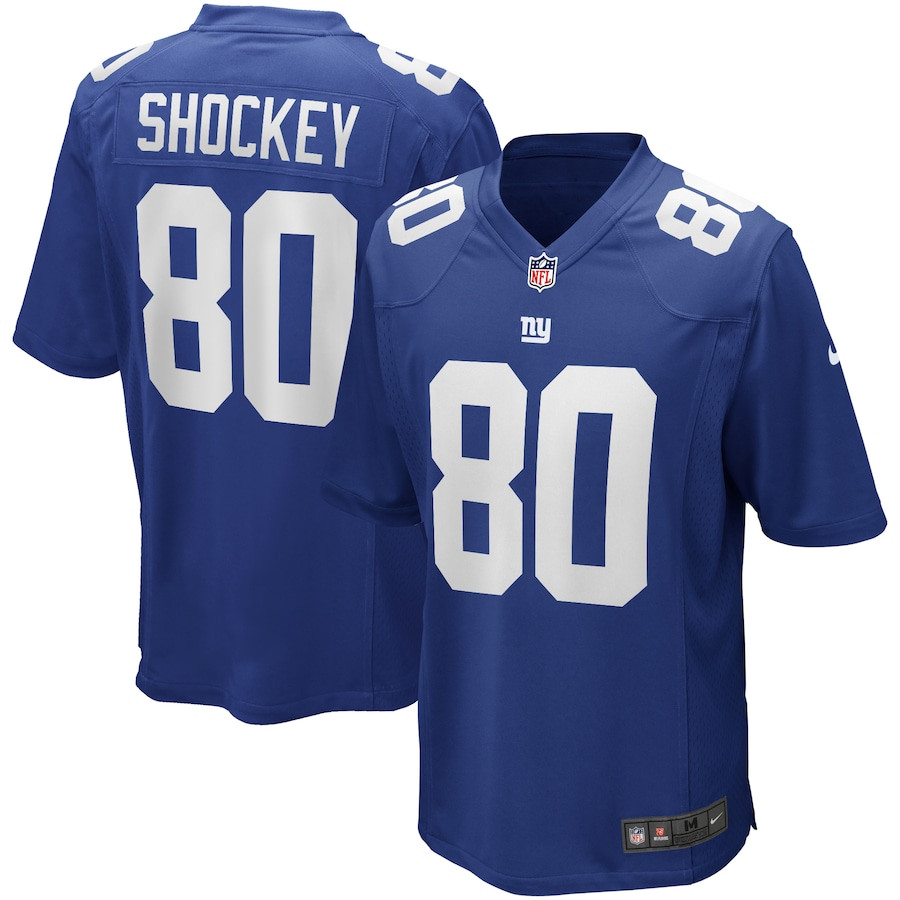 Jeremy Shockey 80 New York Giants Game Retired Royal NFL Jersey Men's
