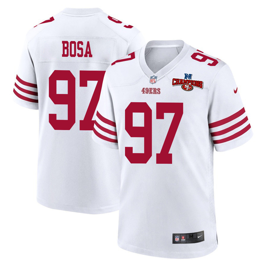 Nick Bosa 97 San Francisco 49ers NFC Champions Patch Game White NFL Jersey Men's