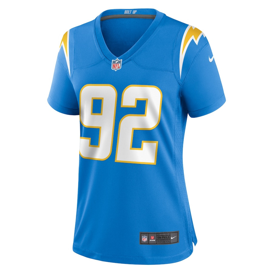 Justin Eboigbe 92 Los Angeles Chargers Game Powder Blue NFL Jersey Women's
