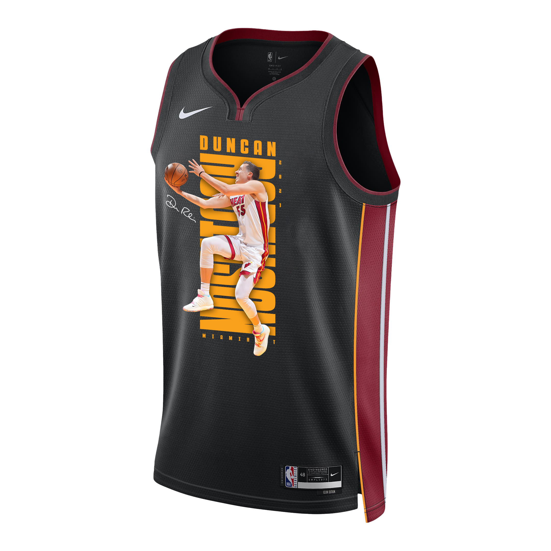 Duncan Robinso 55 Miami Heat Shooting Flair 2023 Champions Swingman Black NBA Jersey Men's