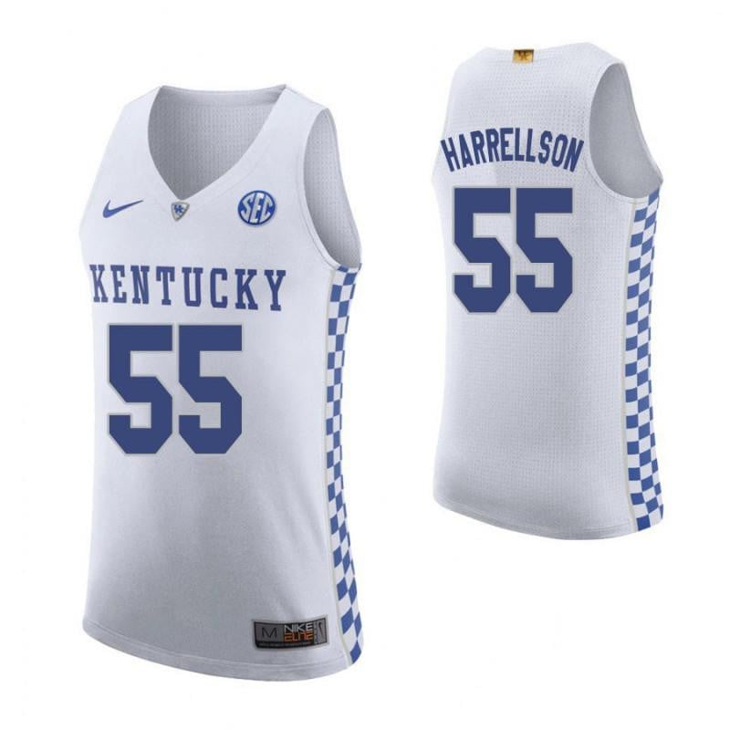 55 Josh Harrellson Roa White Elite Kentucky Wildcats NCAA Jersey Men's