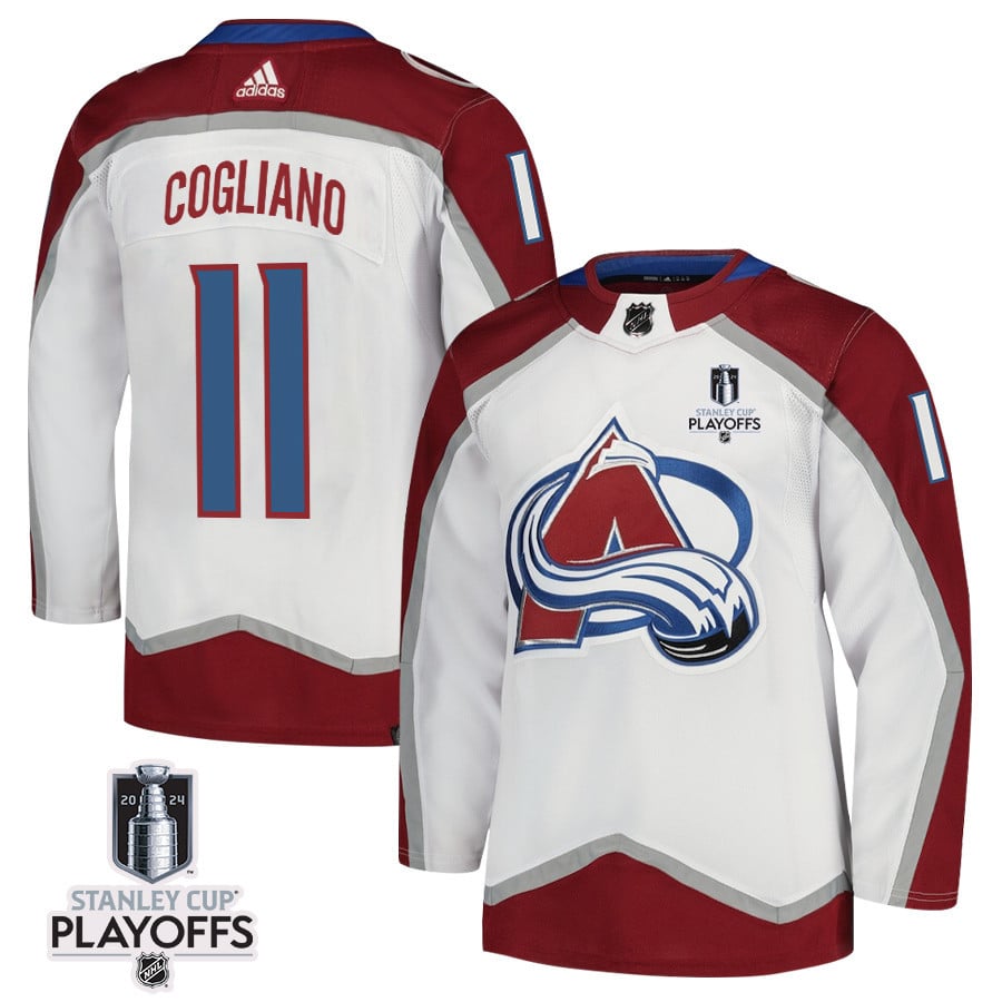 Andrew Cogliano 11 Colorado Avalanche 2024 Playoffs Patch Away White NHL Jersey Men's