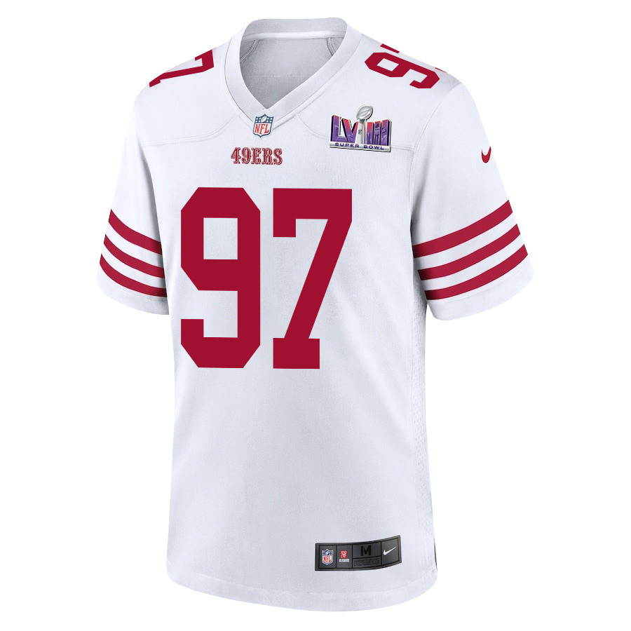 Nick Bosa 97 San Francisco 49ers Super Bowl LVIII Patch Game White NFL Jersey Men's