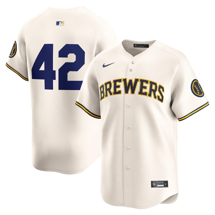 Milwaukee Brewers 2024 Jackie Robinson Day Home Limited Cream MLB Jersey Men's