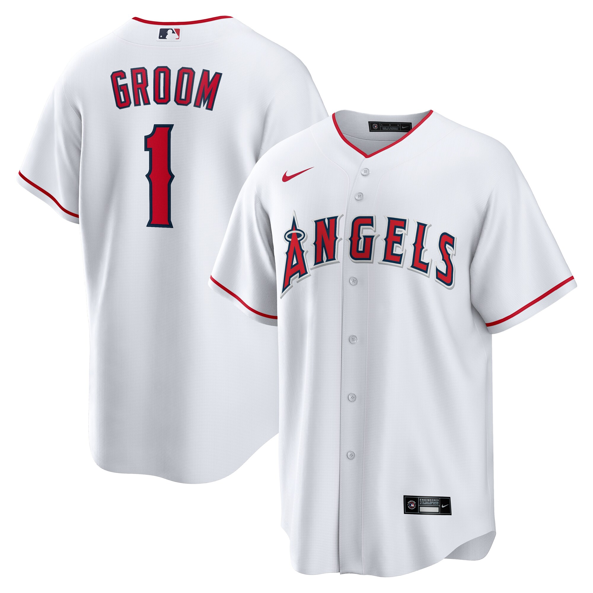 Los Angeles Angels White #1 Groom Home MLB Jersey Men's