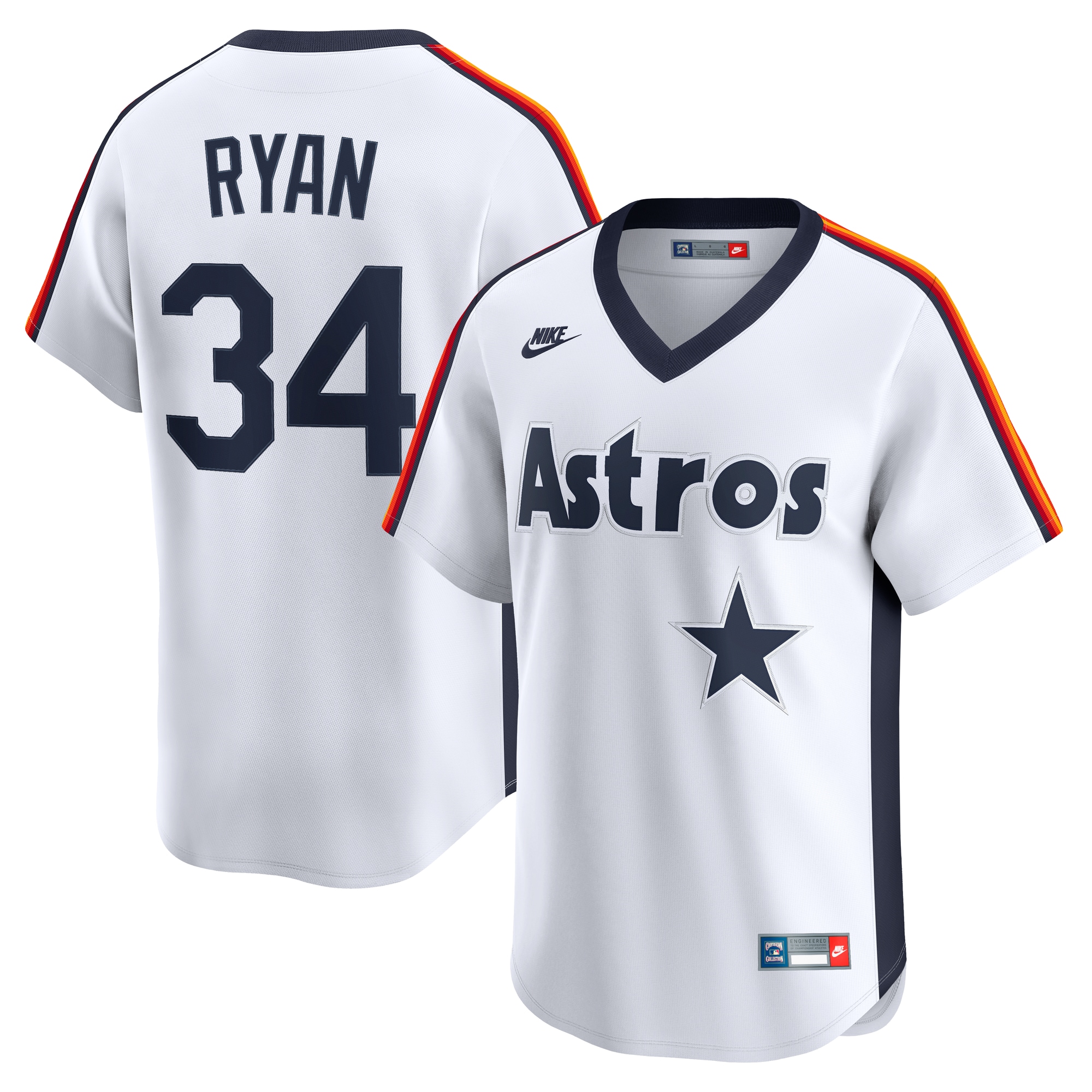 Houston Astros Nolan Ryan White Throwback Cooperstown Collection Limited MLB Jersey Men's