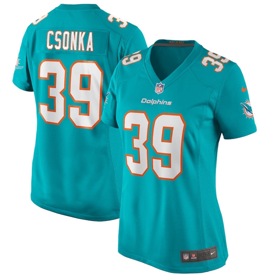 Larry Csonka 39 Miami Dolphins Game Retired Aqua NFL Jersey Women's