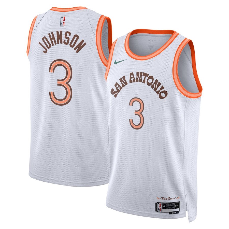 Keldon Johnson 3 San Antonio Spurs 2023/24 City Edition Swingman White NBA Jersey Men's